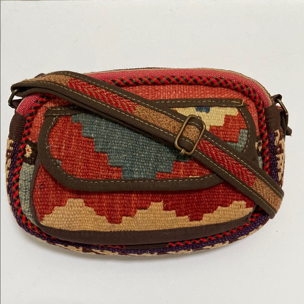 Moroccan boho crossbody handwoven multi-coloured  Kilim bag